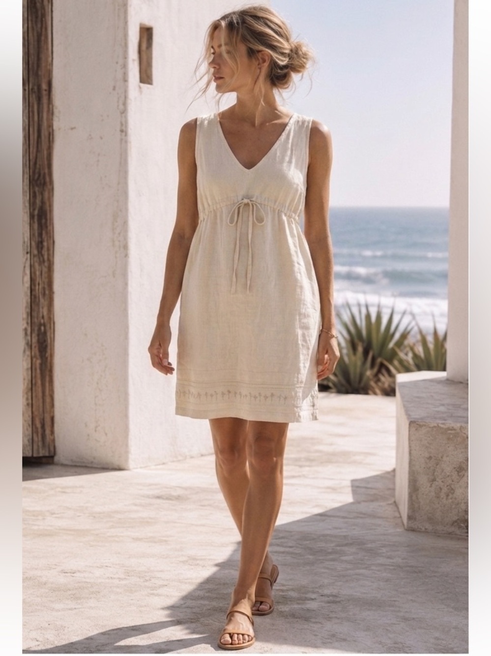 Vintage Calvin Klein linen dress empire waist